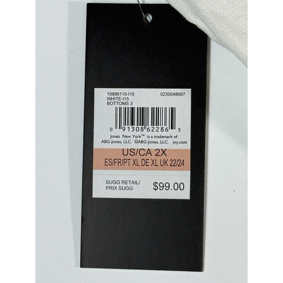 Jones New York Womens Crop Pants With Elastic Waist Band Stretch White Size 2X - Picture 10 of 12